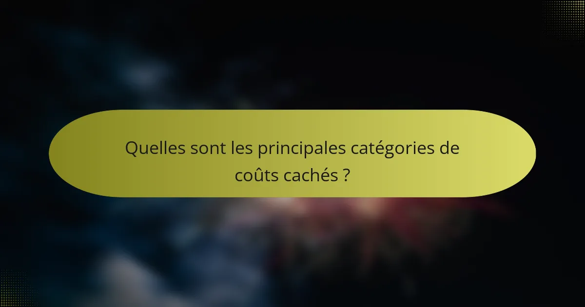 Quelles sont les principales catégories de coûts cachés ?