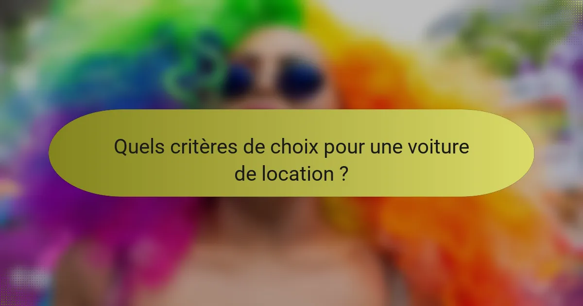 Quels critères de choix pour une voiture de location ?