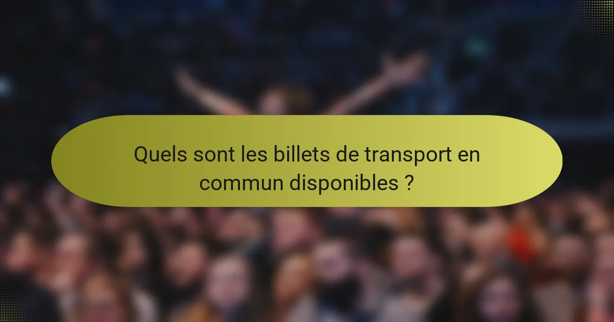 Quels sont les billets de transport en commun disponibles ?