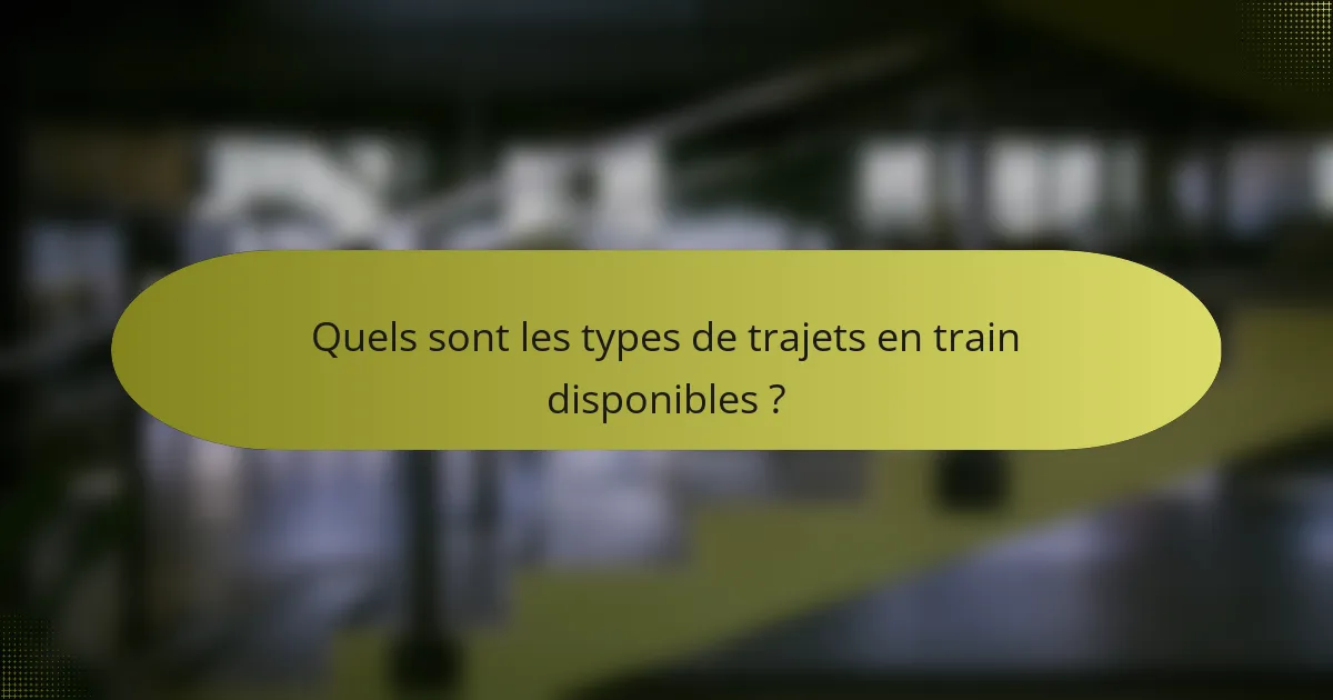 Quels sont les types de trajets en train disponibles ?