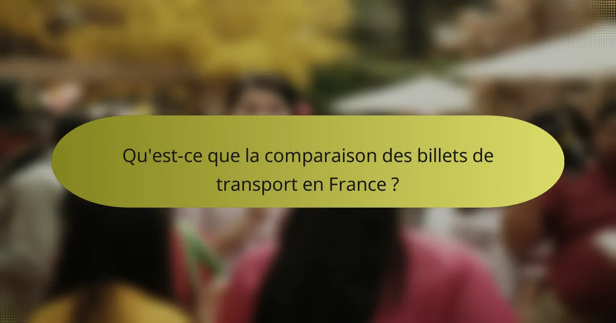 Qu'est-ce que la comparaison des billets de transport en France ?